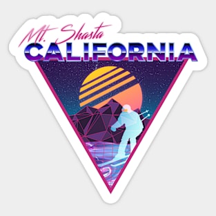 Retro Vaporwave Ski Mountain | Mt. Shasta California | Shirts, Stickers, and More! Sticker